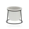 Plant pot Versa White Metal Ceramic Plastic Circular Minimalist 10,5 x 11,5 x 10,5 cm