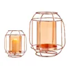 Candleholder Copper Amber Lantern Metal Glass (19 x 20 x 19 cm)