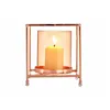 Candleholder Squared Copper Amber 11,5 x 12,6 x 11,5 cm Metal Glass