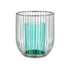 Candleholder Silver Blue Cage Metal Glass (15 x 17 x 15 cm)