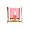 Candleholder Squared Pink Golden 14 x 15,5 x 14 cm Metal Glass