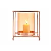 Candleholder Squared Copper Amber 14 x 15,5 x 14 cm Golden Metal Glass