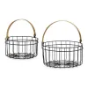 Basket Black Golden Metal 25 x 27 x 25 cm (2 pcs)