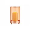 Candleholder Copper Amber Cylinder Metal Glass (9,7 x 16,5 x 9,7 cm)