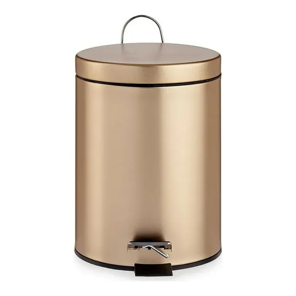 Pedal bin Golden Metal Plastic 5 L (20,5 x 27,5 x 26,5 cm)