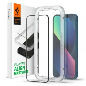 Spigen Alm Glass FC - Tempered Glass for iPhone 17e / 16e / 14 / 13 / 13 Pro (Black Frame)