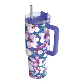 Quokka Stream - Stainless Steel Thermal Mug 1200ml with Straw (Flower Dusk)