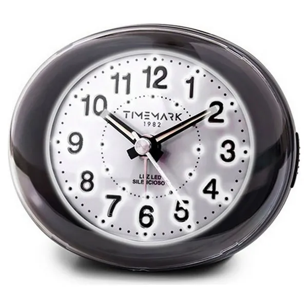 Analogue Alarm Clock Timemark Black LED Light Silent Snooze Night mode 9 x 9 x 5,5 cm (9 x 9 x 5,5 cm)