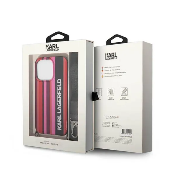 Karl Lagerfeld Color Stripes Strap - Case for iPhone 14 Pro (Pink)