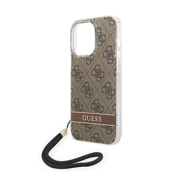 Guess 4G Print Cord - Case for iPhone 14 Pro Max (Brown)