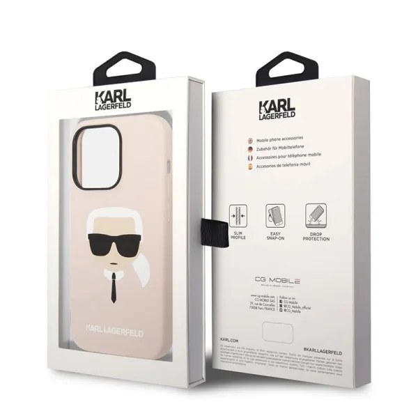 Karl Lagerfeld Silicone Ikonik Karl's Head MagSafe - Case for iPhone 14 Pro Max (Pink)