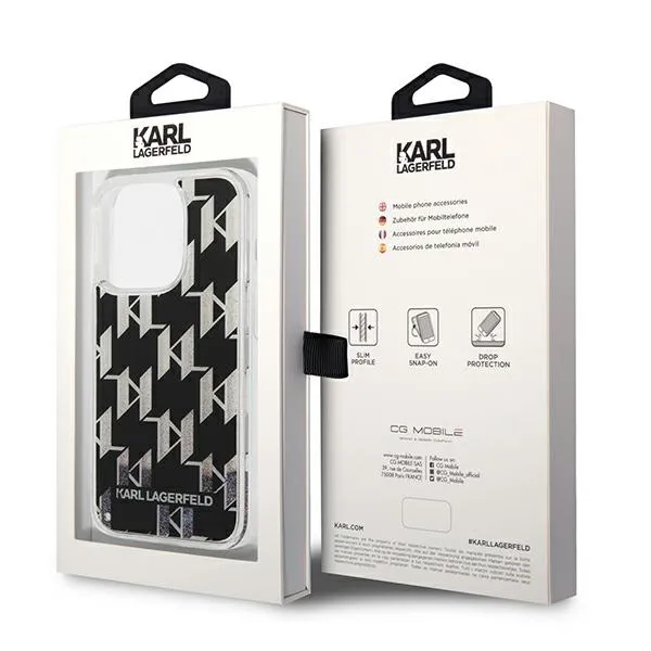 Karl Lagerfeld Monogram Liquid Glitter - Case for iPhone 14 Pro Max (Black)