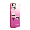 Karl Lagerfeld Gradient Ikonik Karl & Choupette - Case for iPhone 14 Plus (Pink)