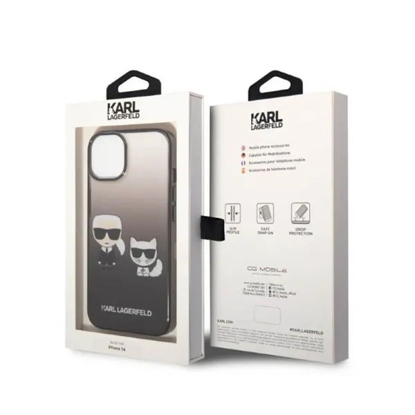 Karl Lagerfeld Gradient Ikonik Karl & Choupette - Case for iPhone 14 Plus (Black)