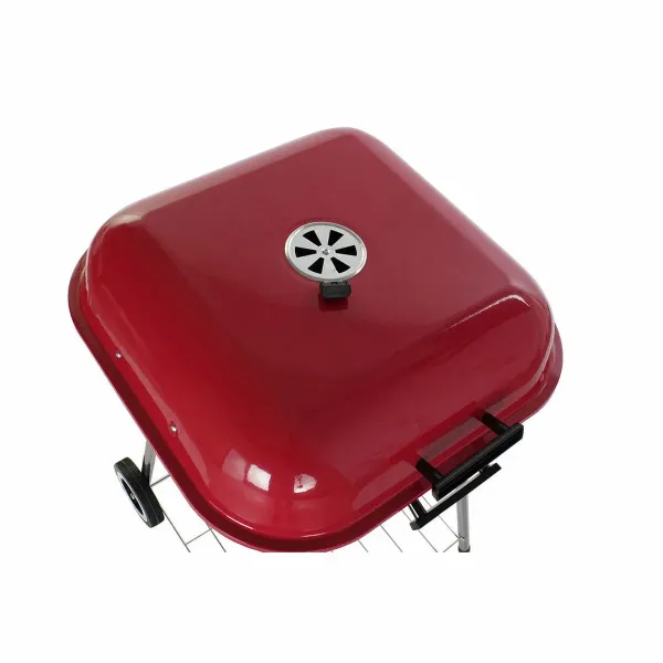 Coal Barbecue with Cover and Wheels DKD Home Decor Red Black Metal Steel 30 x 40 cm 60 x 57 x 80 cm (60 x 57 x 80 cm)