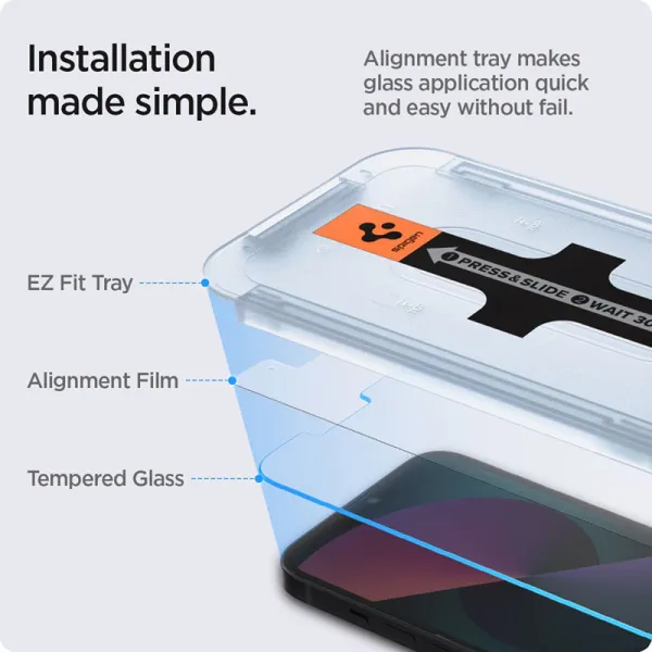 Spigen GLAS.TR EZ FIT 2-Pack - Tempered Glass for iPhone 17e / 16e / 14 / 13 Pro / 13 2 pcs