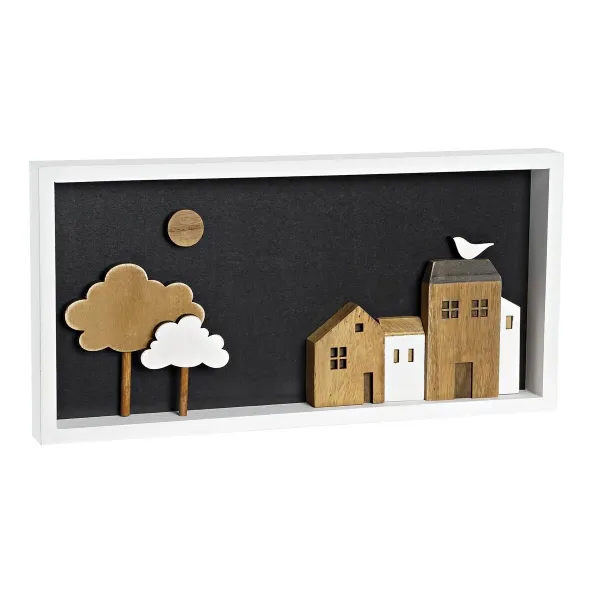 Wall Decoration DKD Home Decor White Brown Houses Urban 40 x 3,5 x 20 cm