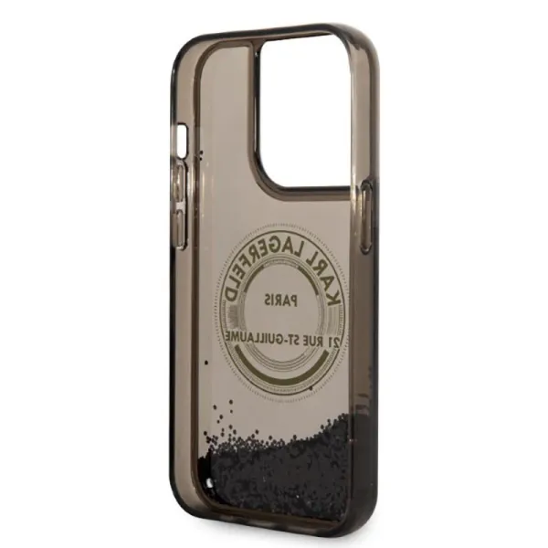 Karl Lagerfeld Liquid Glitter Round RSG Logo Case - Case for iPhone 14 Pro (Black)