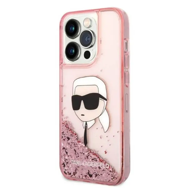 Karl Lagerfeld Liquid Glitter NFT Karl's Head - Case for iPhone 14 Pro Max (Pink)