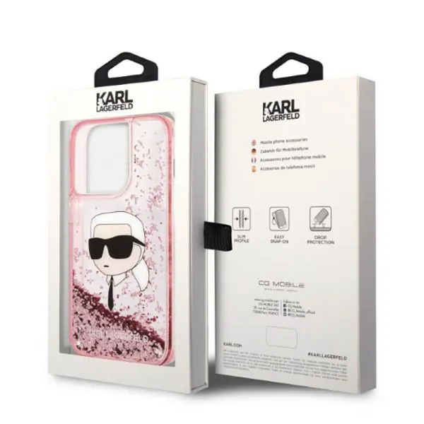 Karl Lagerfeld Liquid Glitter NFT Karl's Head - Case for iPhone 14 Pro Max (Pink)