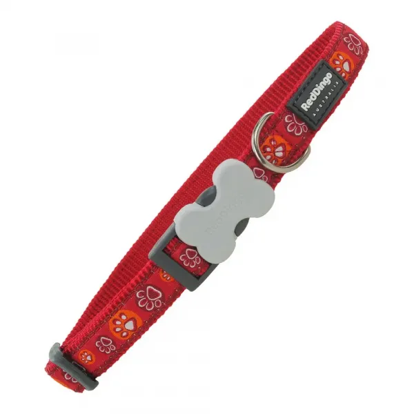 Dog collar Red Dingo Animal footprints (41-63 cm) (2,5 x 41-63 cm)