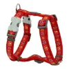 Dog Harness Red Dingo Style Red Animal footprint 46-76 cm