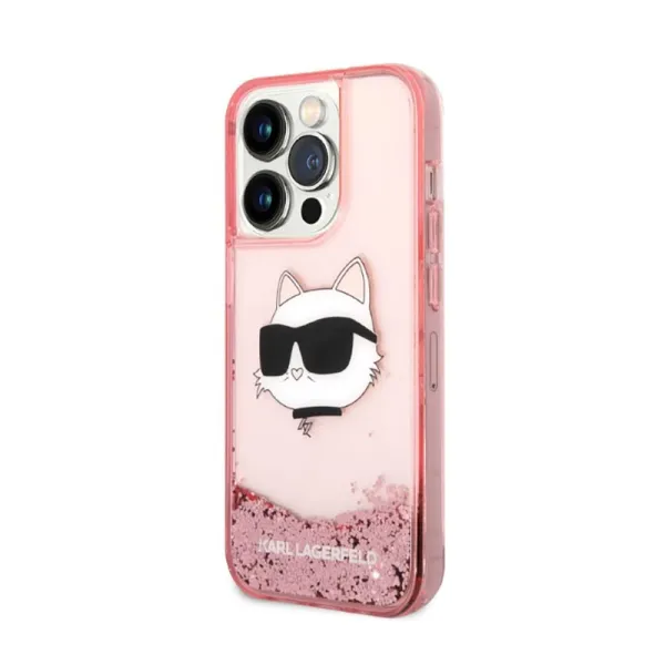 Karl Lagerfeld Liquid Glitter NFT Choupette Head - Case for iPhone 14 Pro Max (Pink)