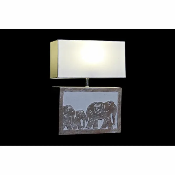 Desk lamp DKD Home Decor White Brown Mango wood 50 W 220 V 33 x 12 x 41 cm