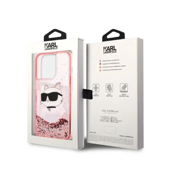 Karl Lagerfeld Liquid Glitter NFT Choupette Head - Case for iPhone 14 Pro Max (Pink)