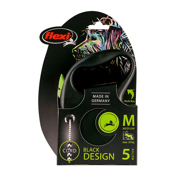 Dog Lead Flexi BLACK DESIGN 5 m Size S Green