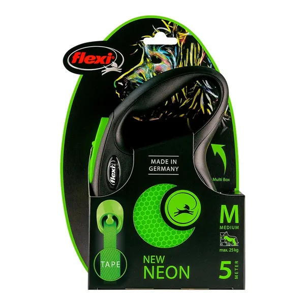 Dog Lead Flexi NEW NEON 5 m Size M Green