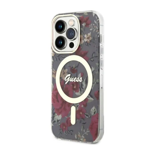 Guess Flower MagSafe - Case for iPhone 14 Pro (Green)