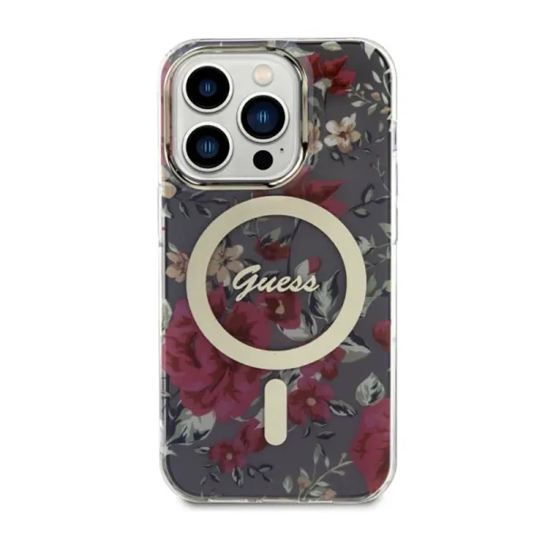 Guess Flower MagSafe - Case for iPhone 14 Pro (Green)