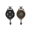 Wall Clock DKD Home Decor Black Golden Crystal Iron Pendulum 27 x 7,5 x 57,5 cm (2 Units)