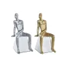 Decorative Figure DKD Home Decor 11 x 12 x 28 cm Silver Black White Men (2 Units)