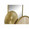 Table clock DKD Home Decor 26 x 8 x 53 cm Mirror Natural Golden Metal MDF Wood