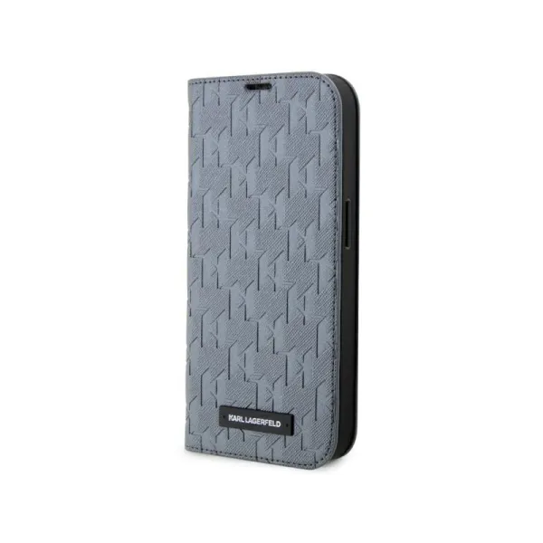 Karl Lagerfeld Booktype Saffiano Monogram - Case for iPhone 14 Pro (Grey)