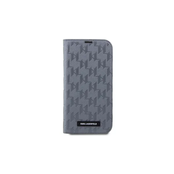 Karl Lagerfeld Booktype Saffiano Monogram - Case for iPhone 14 Pro (Grey)