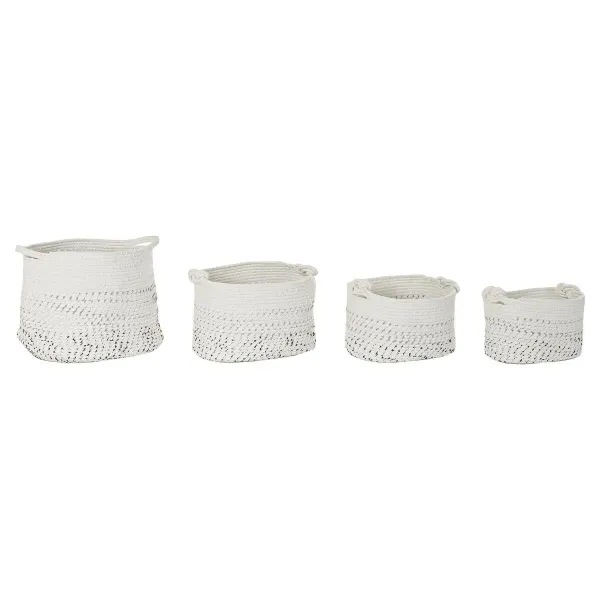 Basket set DKD Home Decor White Black Boho 36 x 36 x 33 cm (4 Pieces)