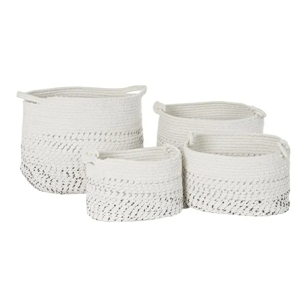 Basket set DKD Home Decor White Black Boho 36 x 36 x 33 cm (4 Pieces)