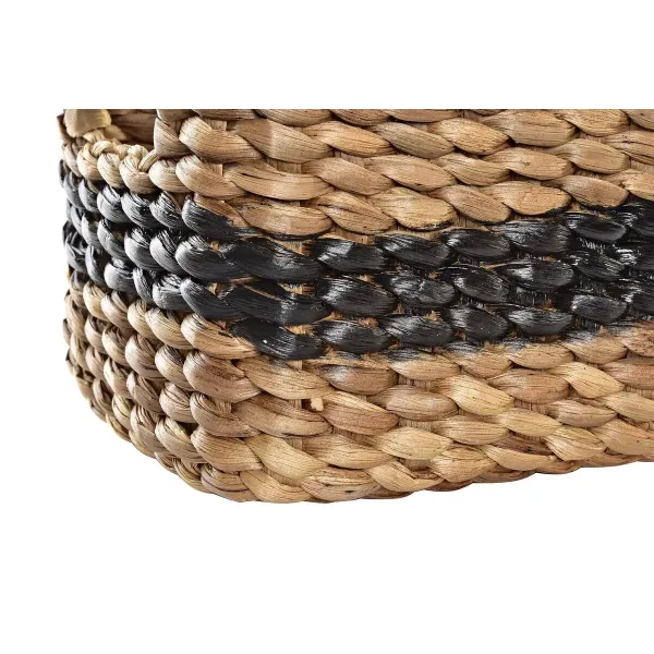 Basket set DKD Home Decor White Black Natural White/Black Polyurethane Wood Metal Natural Fibre Colonial 30 x 40 cm 32 x 25 x 20