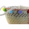 Basket set DKD Home Decor Polyester Pompoms (57 x 45 x 42,5 cm)