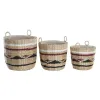 Basket set DKD Home Decor Polyester Colonial Fibre (38 x 38 x 36 cm)