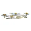 Candle Holder DKD Home Decor Mirror Golden Metal Mint Waterlily (54 x 33 x 8 cm)