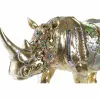 Decorative Figure DKD Home Decor Golden Resin Multicolour Rhinoceros (55 x 17,5 x 25 cm)