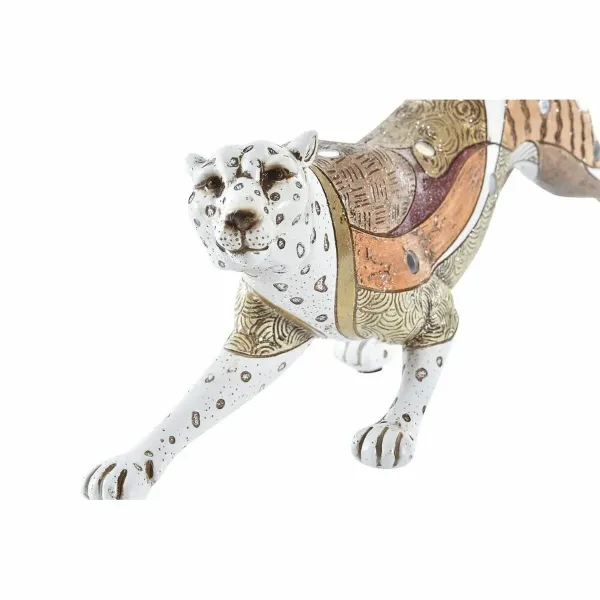 Decorative Figure DKD Home Decor White Multicolour Orange White/Orange Leopard Colonial 30 x 40 cm 37 x 10 x 13 cm