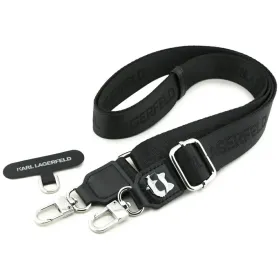 Karl Lagerfeld Universal Crossbody Strap Tether Patch Choupette Metal Logo - Universal Phone Strap / Lanyard (Black)