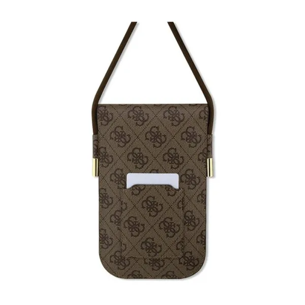 Guess 4G Metal Script Logo - Handbag crossbody for phone (brown)