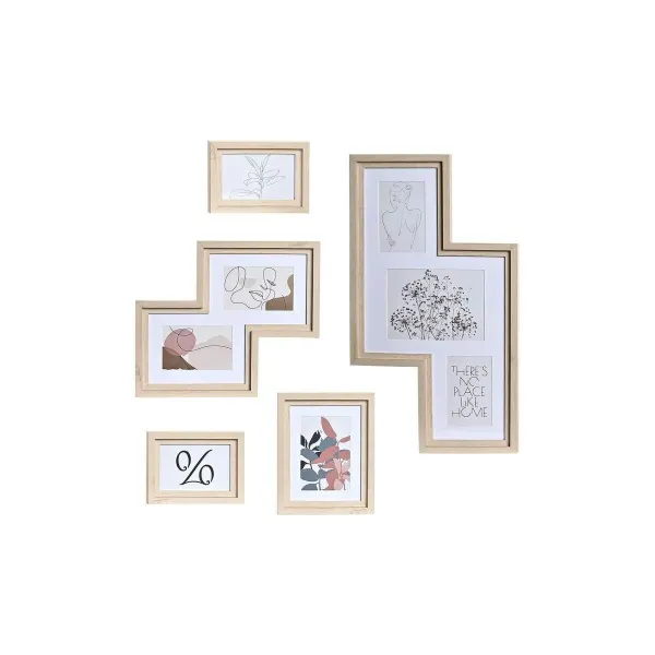 Wall photo frame DKD Home Decor Urban Crystal Natural Multicolour MDF Wood (40 x 1,5 x 50 cm)