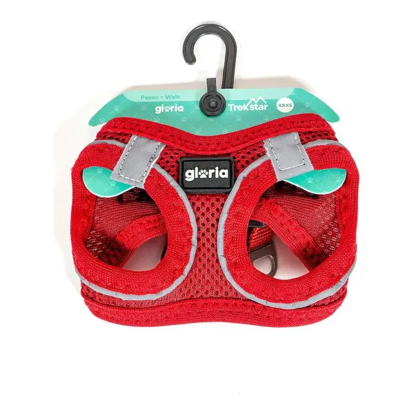 Dog Harness Gloria Air Mesh Trek Star Adjustable Red Size XXXS (18-20 cm)